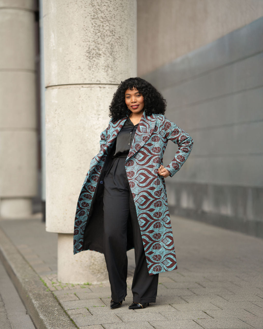 ZOLA GREEN AND BROWN DUSTER