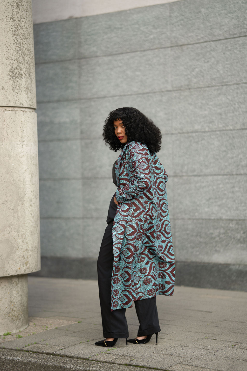 ZOLA GREEN AND BROWN DUSTER