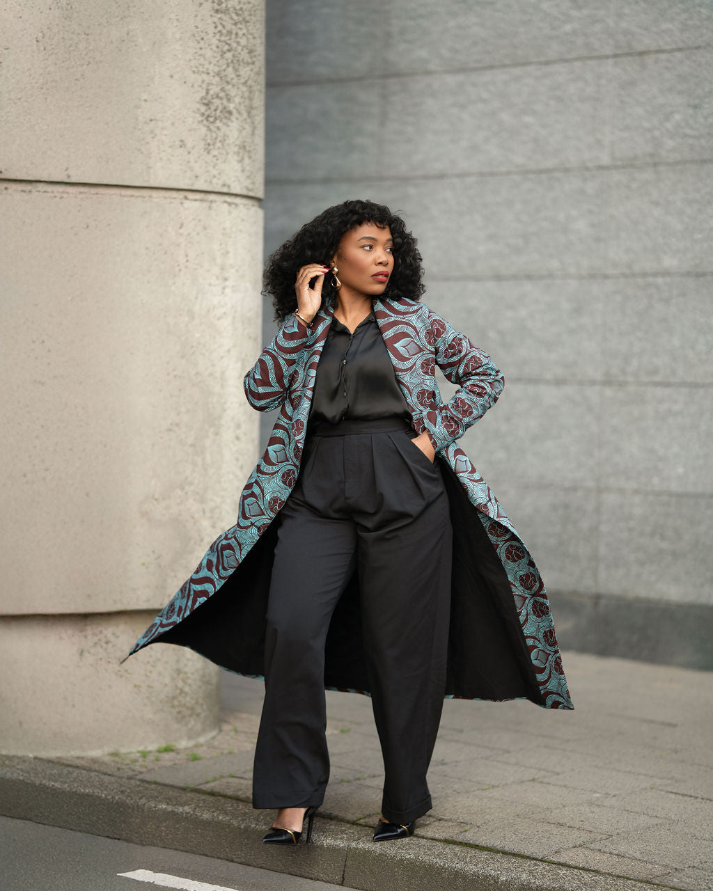 ZOLA GREEN AND BROWN DUSTER