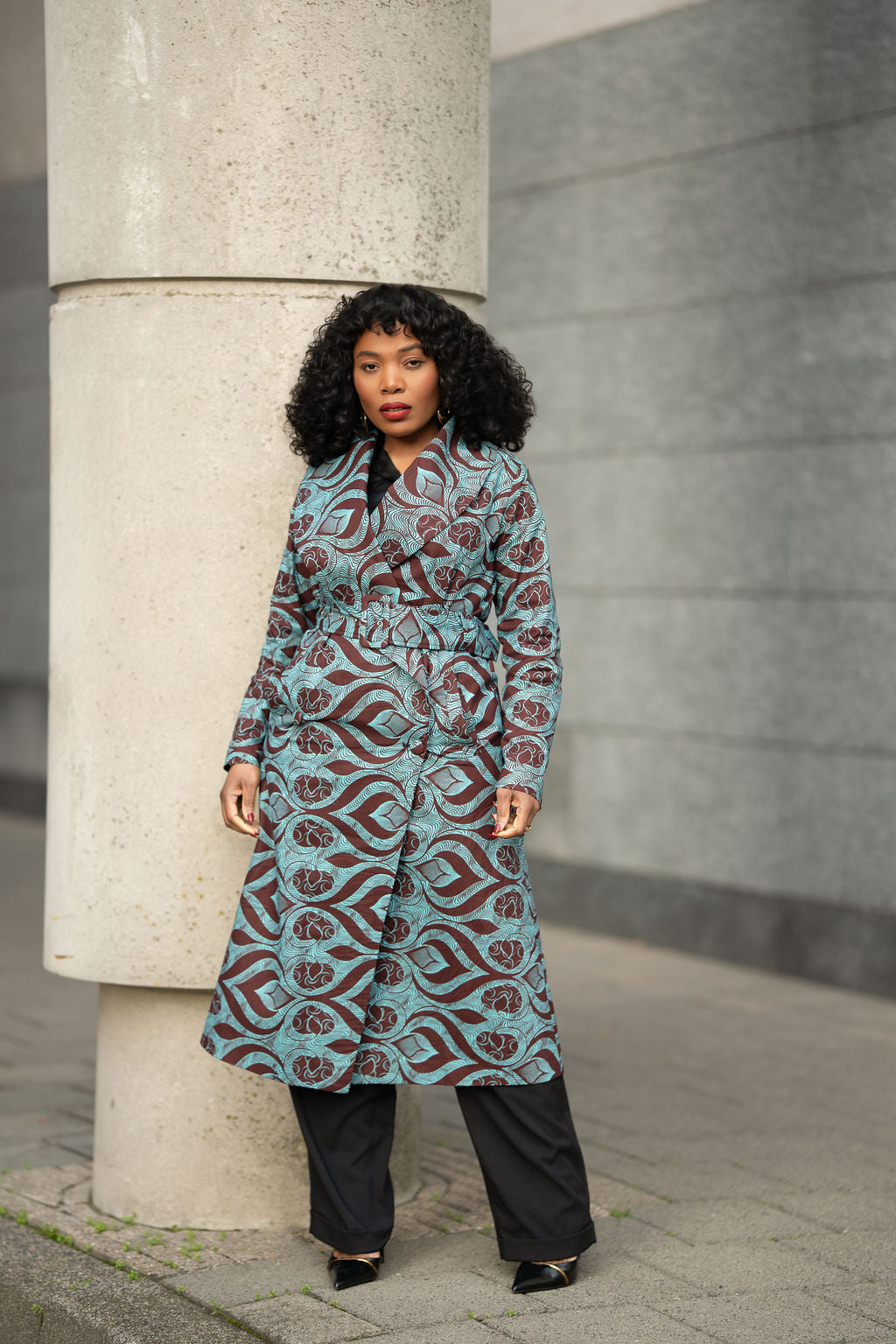 ZOLA GREEN AND BROWN DUSTER