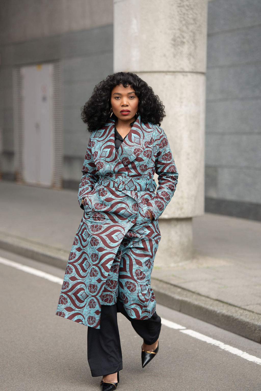 ZOLA GREEN AND BROWN DUSTER