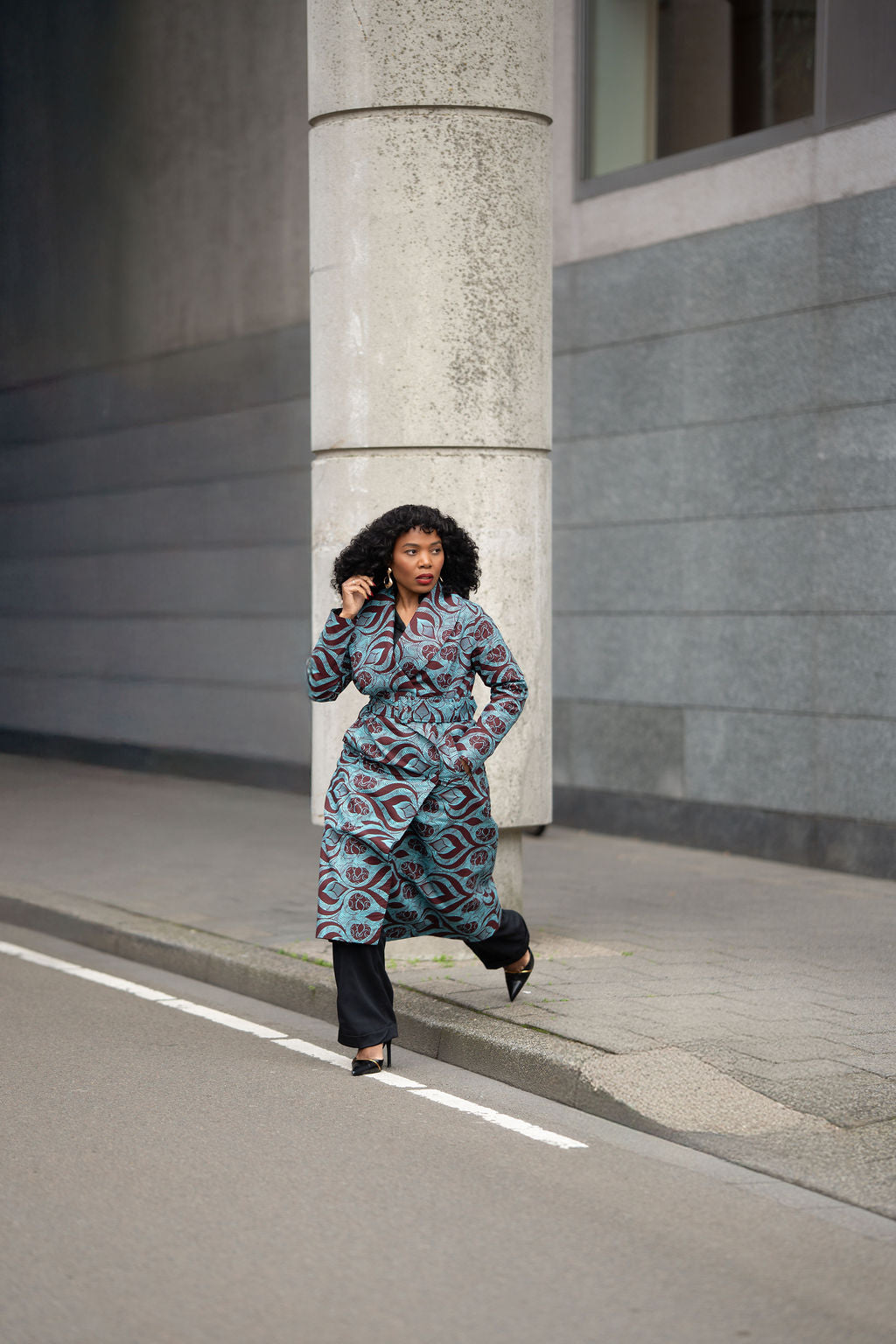 ZOLA GREEN AND BROWN DUSTER