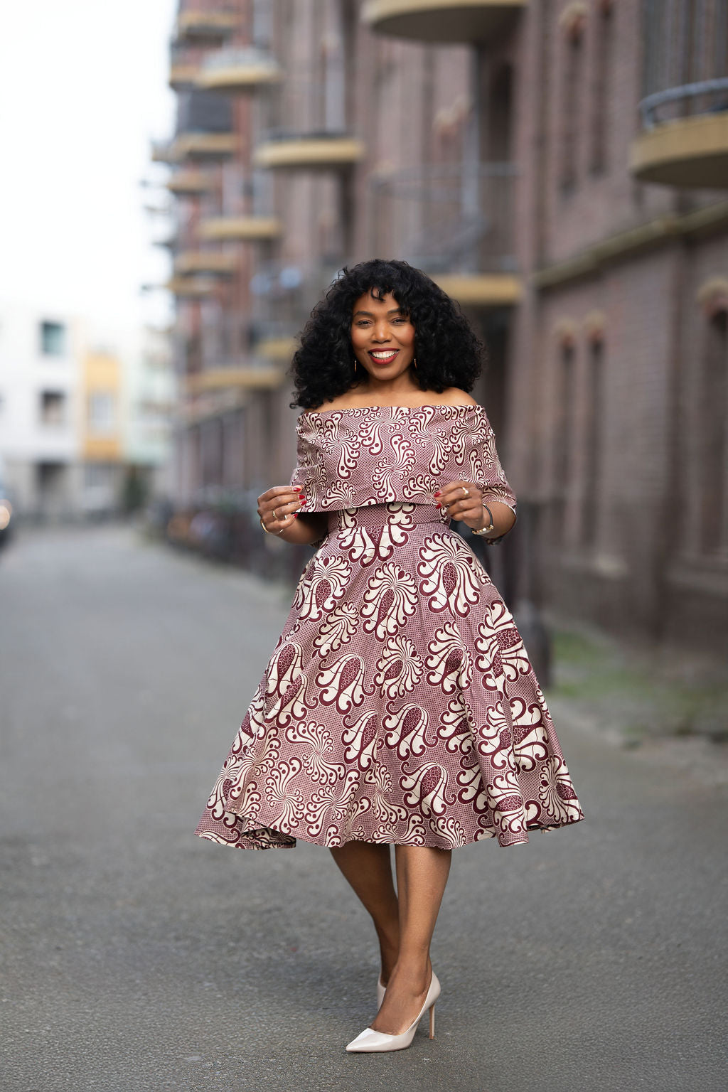 OYIN BURGUNDY MIDI DRESS