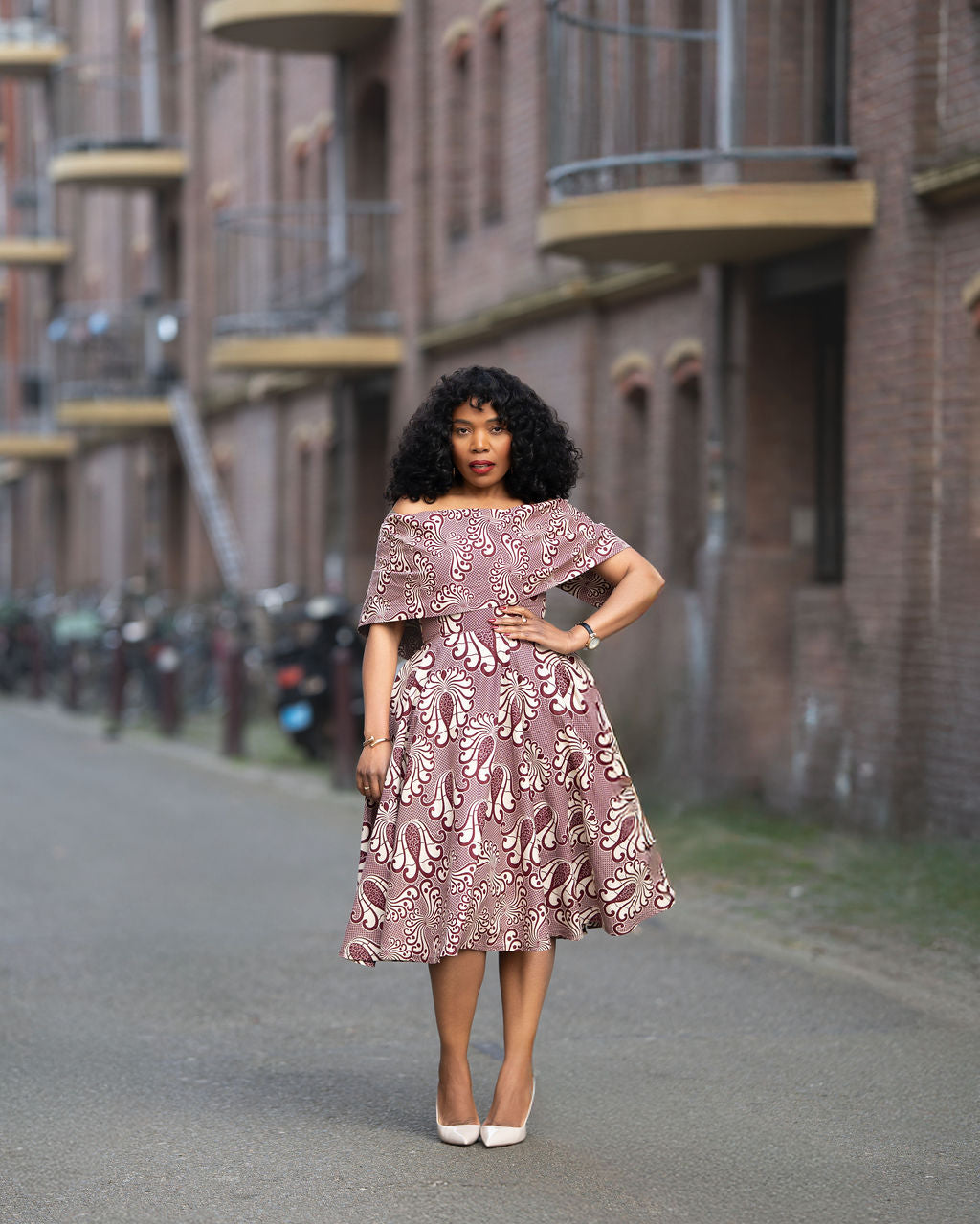OYIN BURGUNDY MIDI DRESS