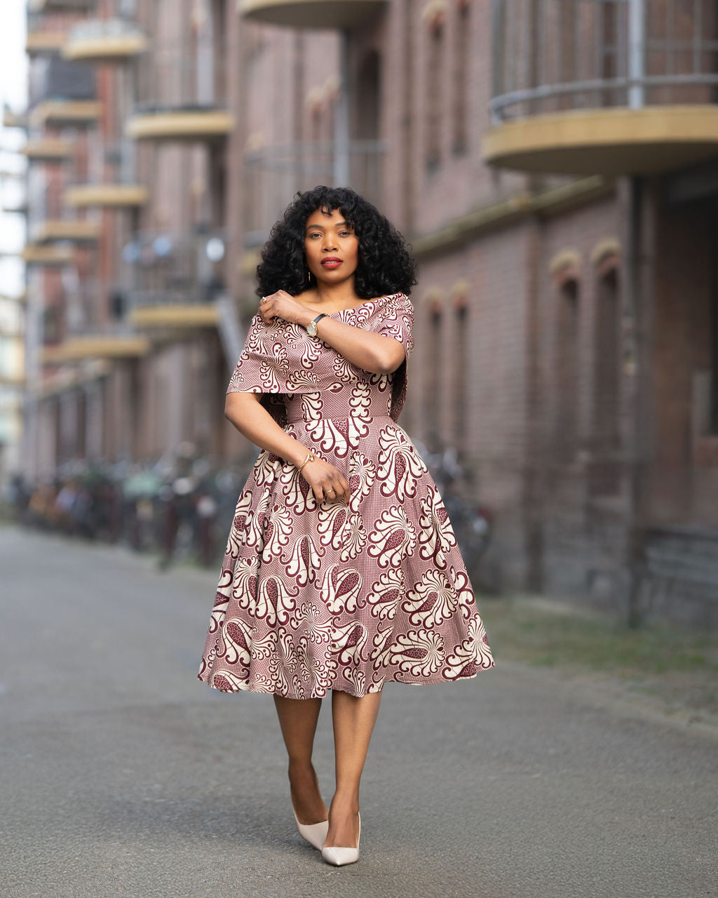 OYIN BURGUNDY MIDI DRESS