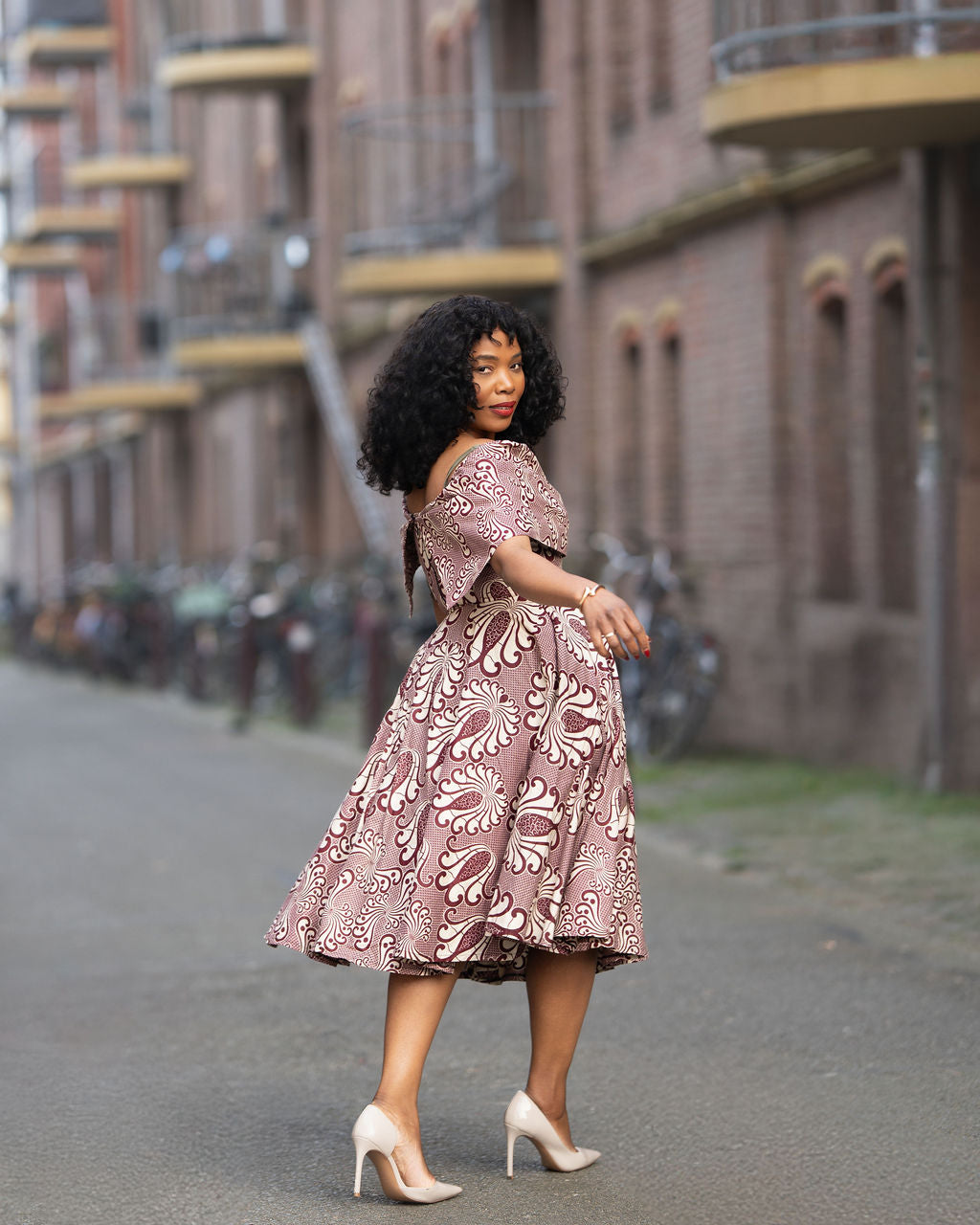 OYIN BURGUNDY MIDI DRESS