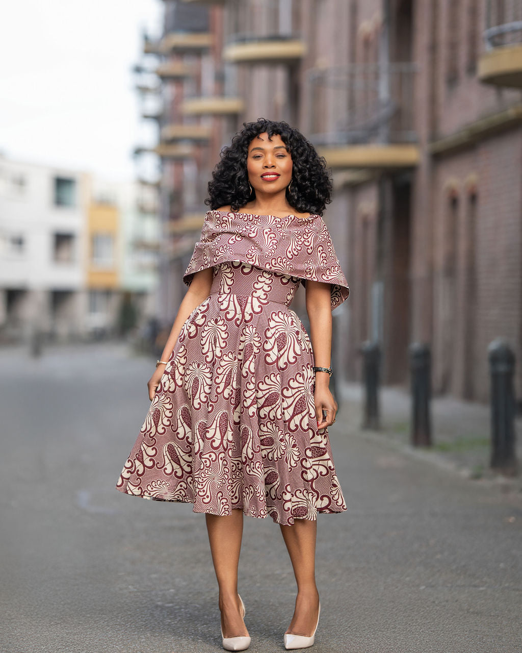 OYIN BURGUNDY MIDI DRESS