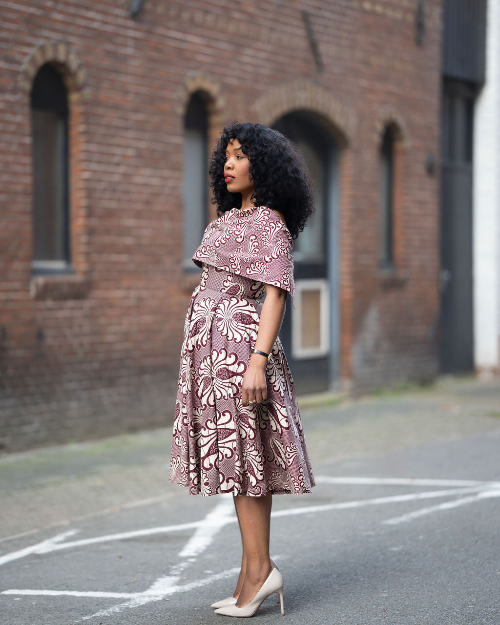 OYIN BURGUNDY MIDI DRESS