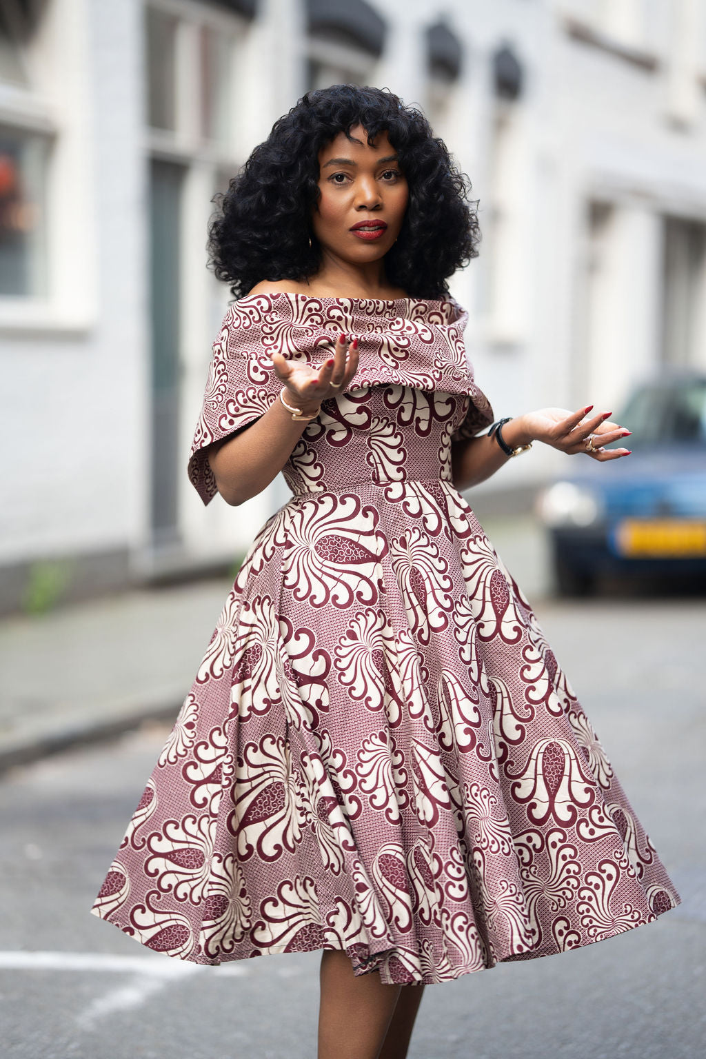 OYIN BURGUNDY MIDI DRESS