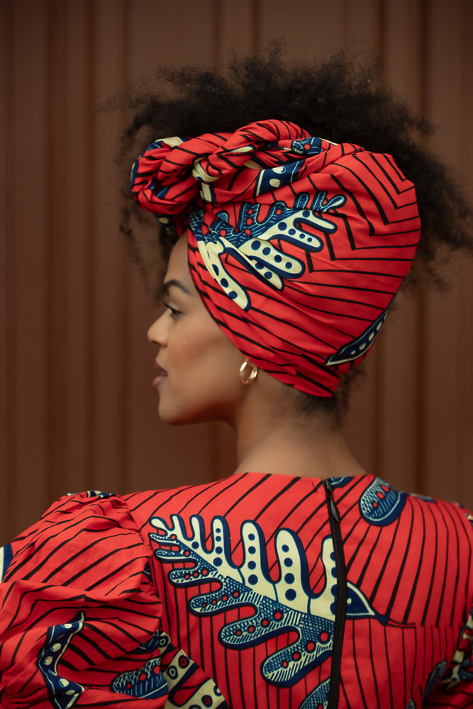 NEFERTITI RED HEADWRAP
