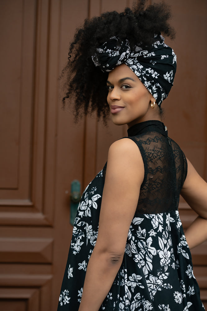 ABEBA BLACK AND WHITE HEADWRAP