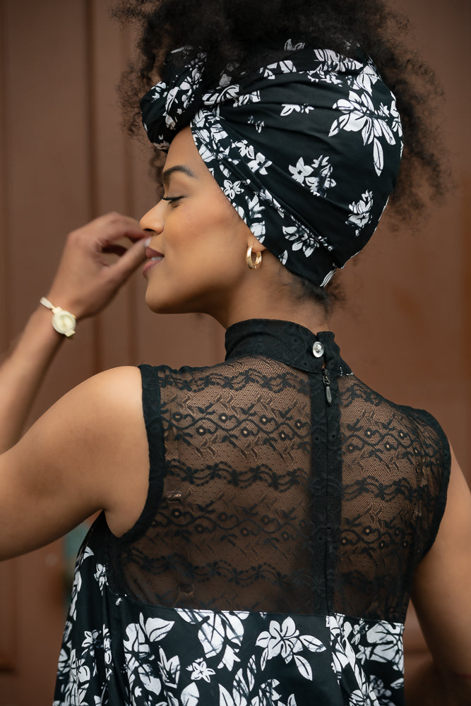 ABEBA BLACK AND WHITE HEADWRAP