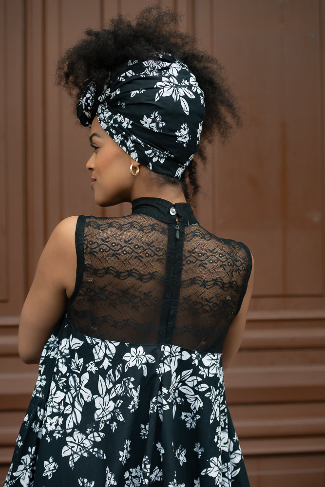 ABEBA BLACK AND WHITE HEADWRAP