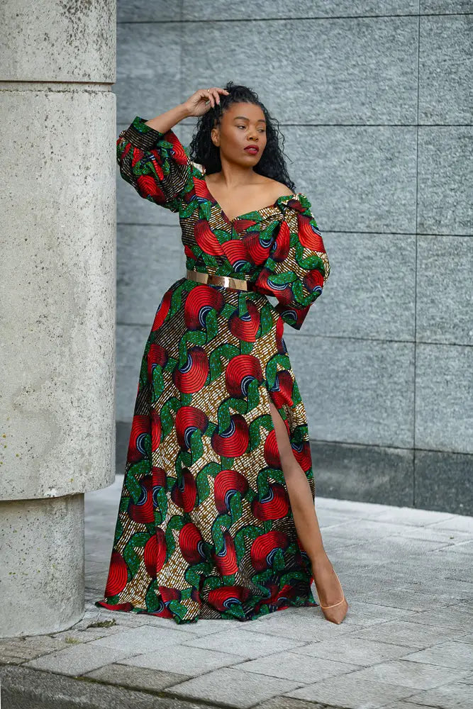 ANAN GREEN AND RED DRESS