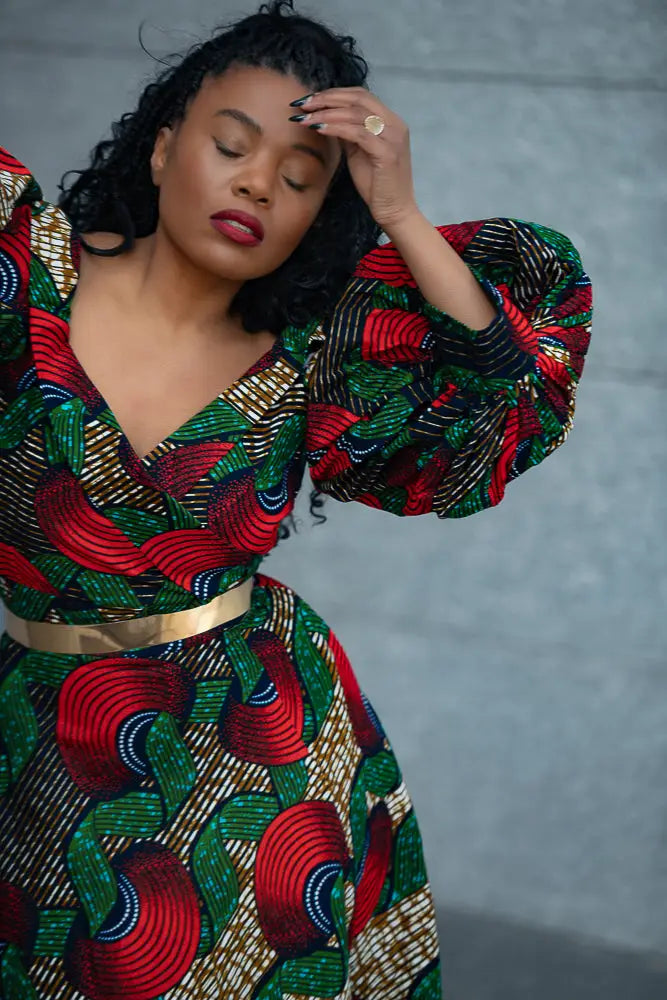 ANAN GREEN AND RED DRESS