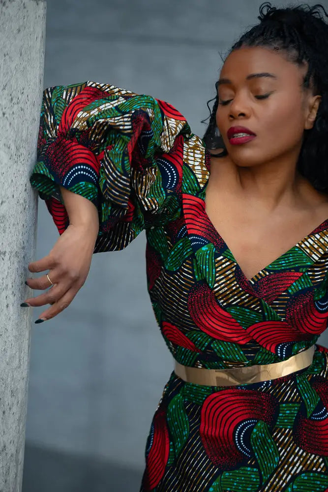 ANAN GREEN AND RED DRESS