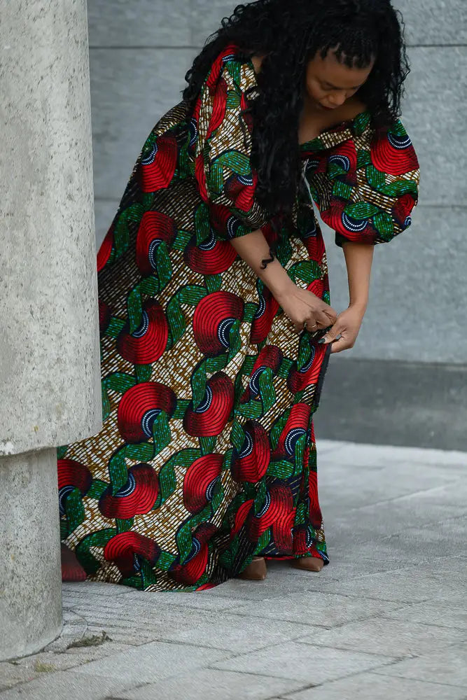 ANAN GREEN AND RED DRESS