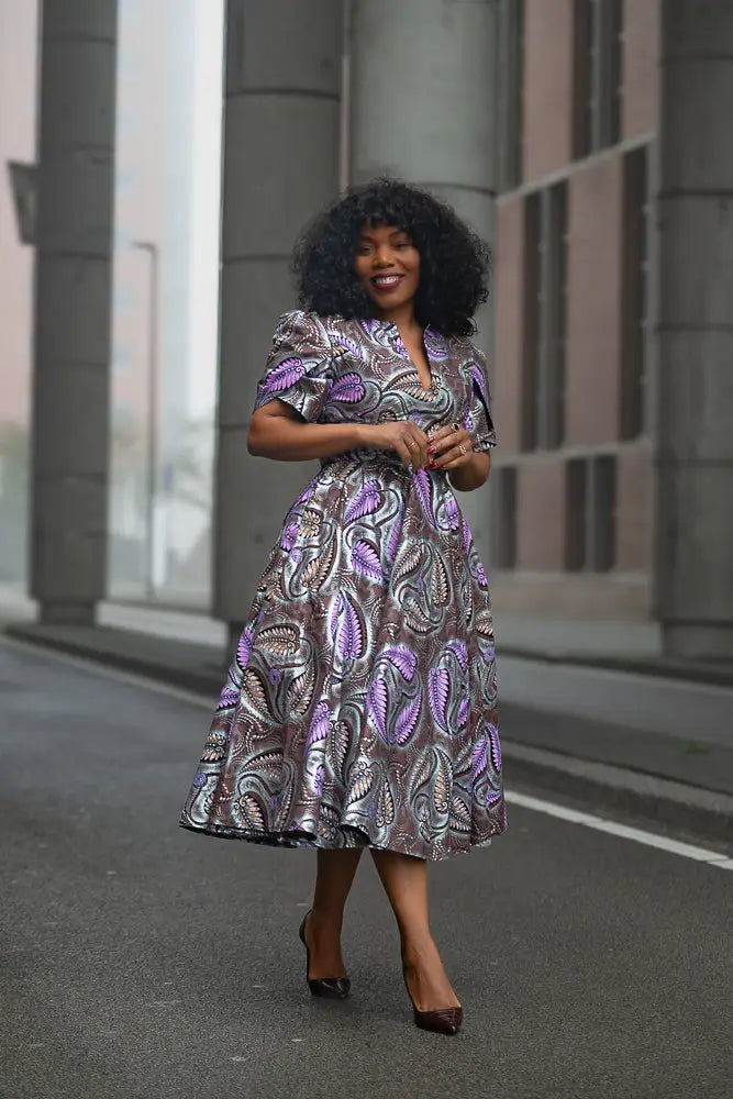 BEVERLY BROWN AND SILVER DRESS