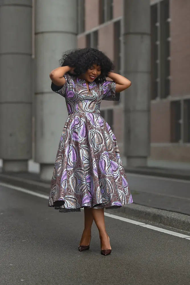BEVERLY BROWN AND SILVER DRESS