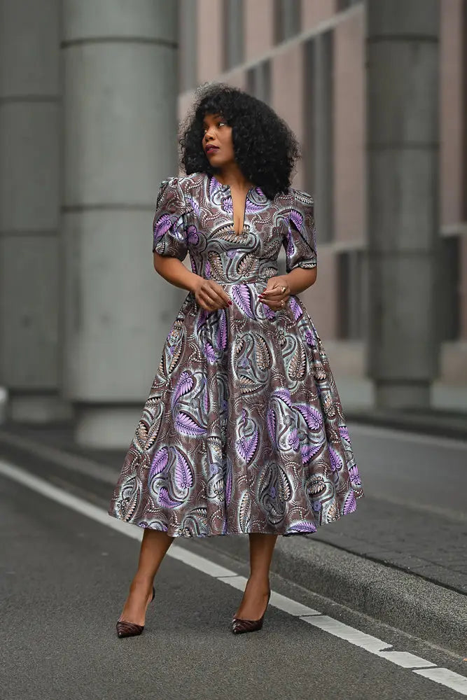 BEVERLY BROWN AND SILVER DRESS