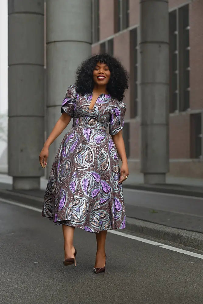 BEVERLY BROWN AND SILVER DRESS