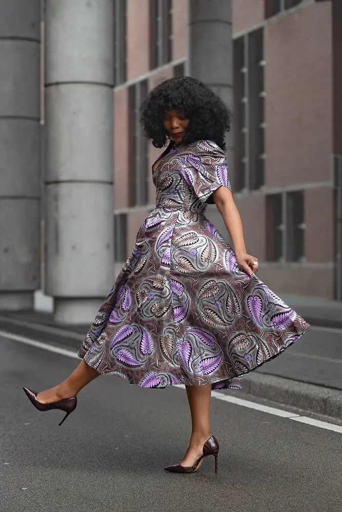 BEVERLY BROWN AND SILVER DRESS