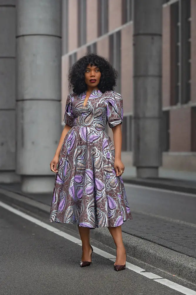 BEVERLY BROWN AND SILVER DRESS