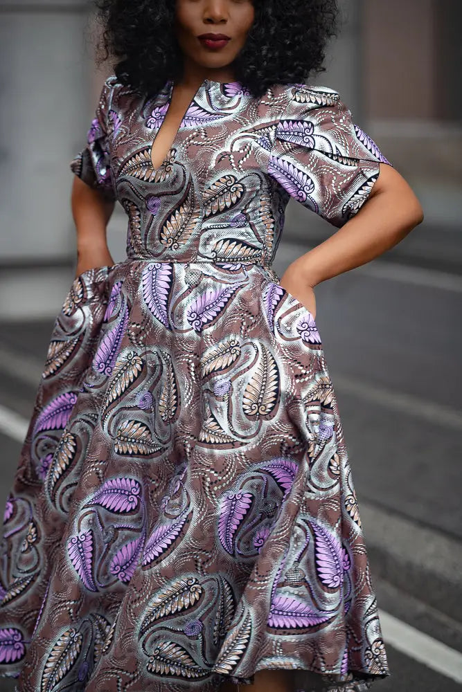 BEVERLY BROWN AND SILVER DRESS