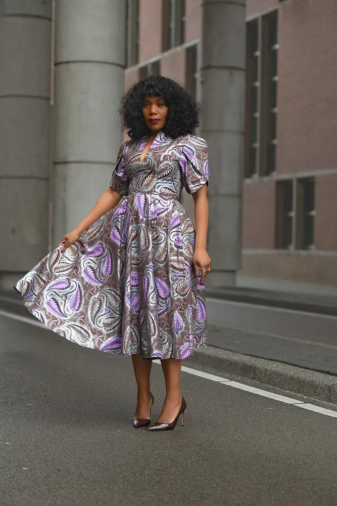 BEVERLY BROWN AND SILVER DRESS