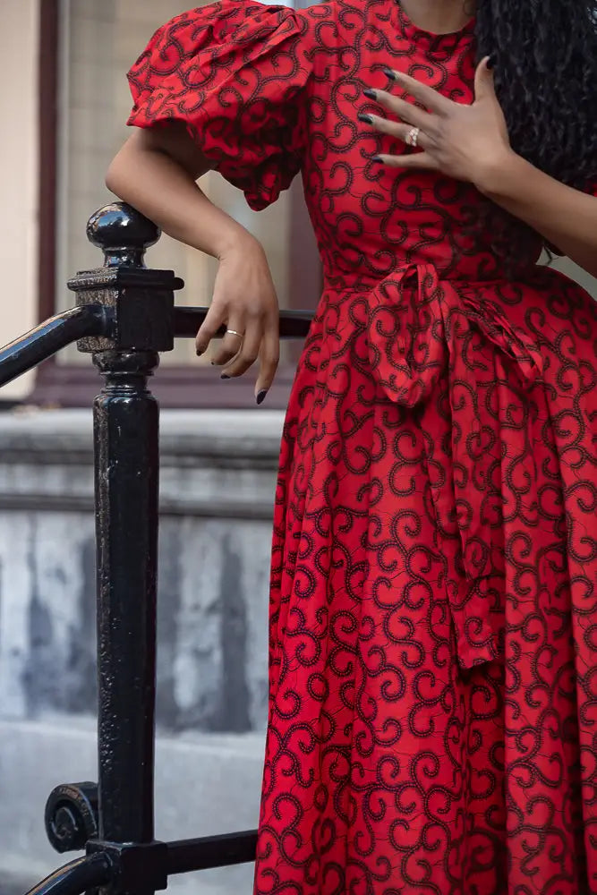 OLORI RUBY RED PRINT DRESS