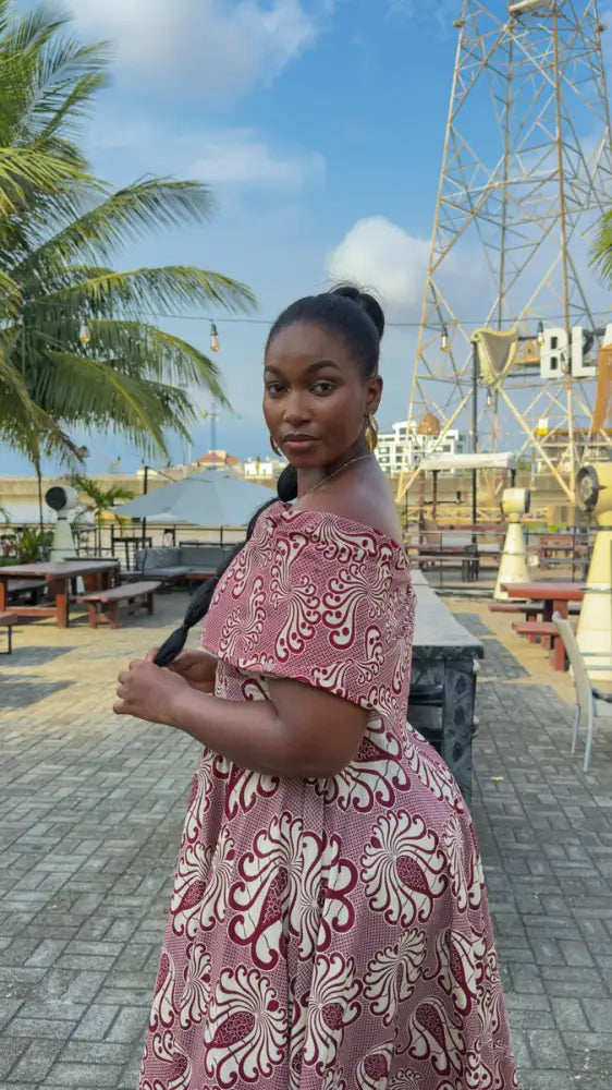 OYIN BURGUNDY MIDI DRESS