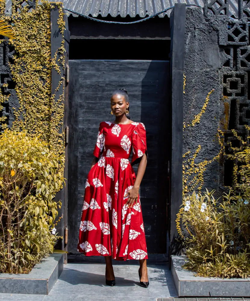 SERENA RED MIDAXI DRESS