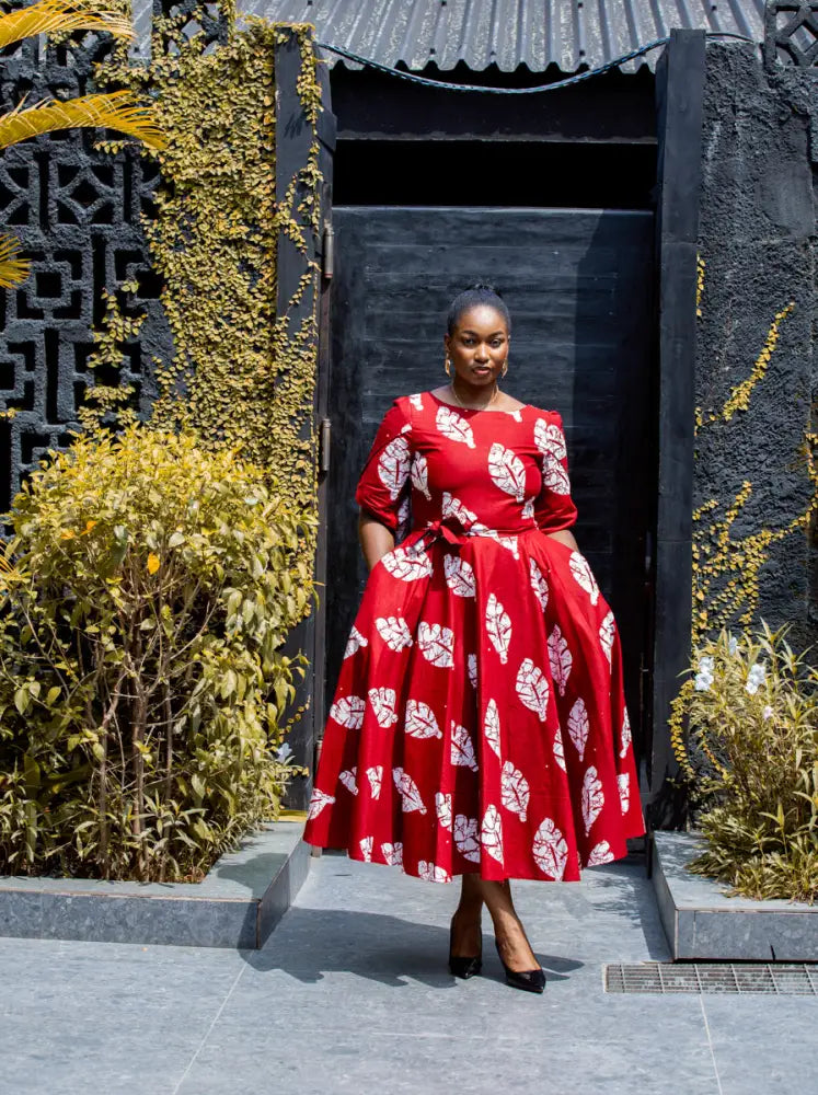 SERENA RED MIDAXI DRESS