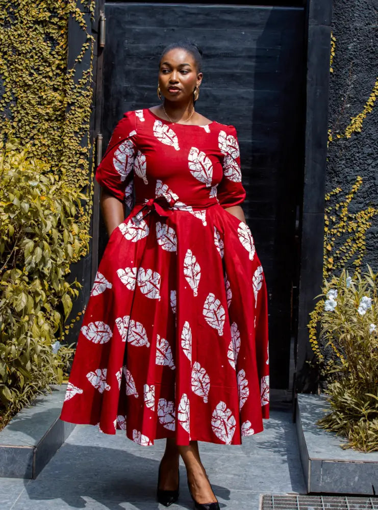 SERENA RED MIDAXI DRESS