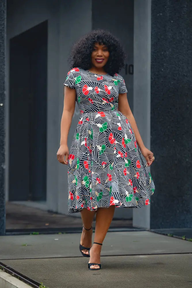 TENDAI GREEN AND RED DRESS