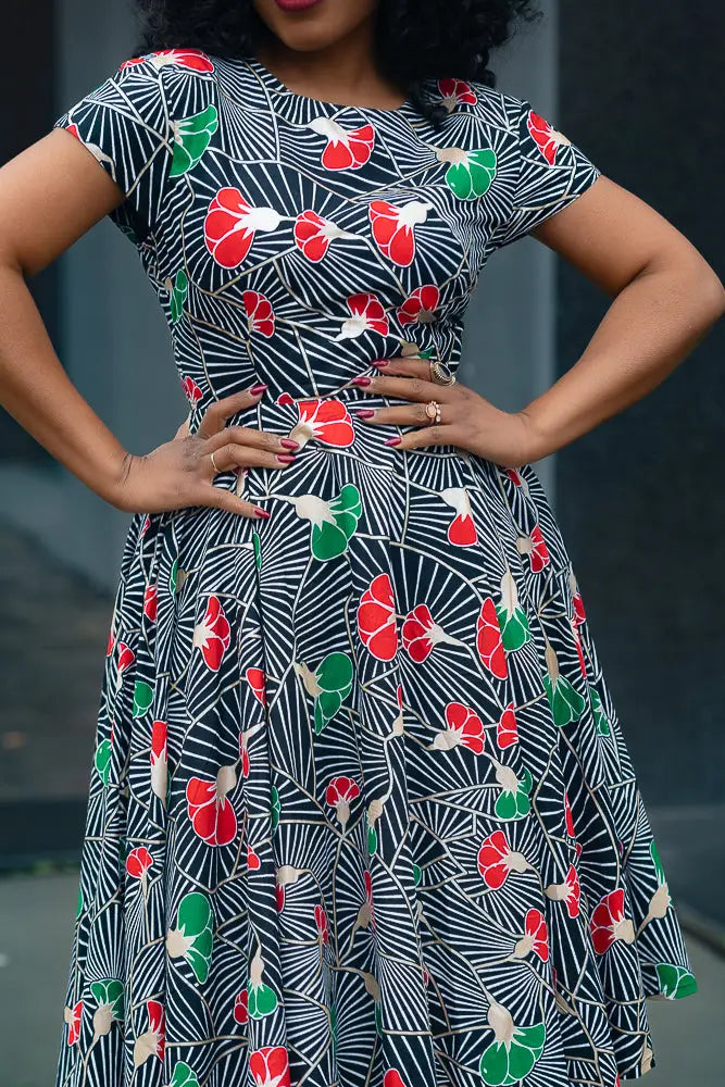 TENDAI GREEN AND RED DRESS