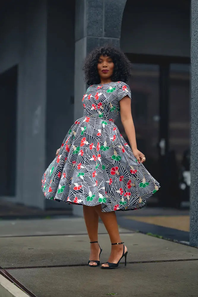 TENDAI GREEN AND RED DRESS