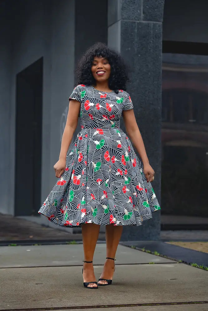TENDAI GREEN AND RED DRESS