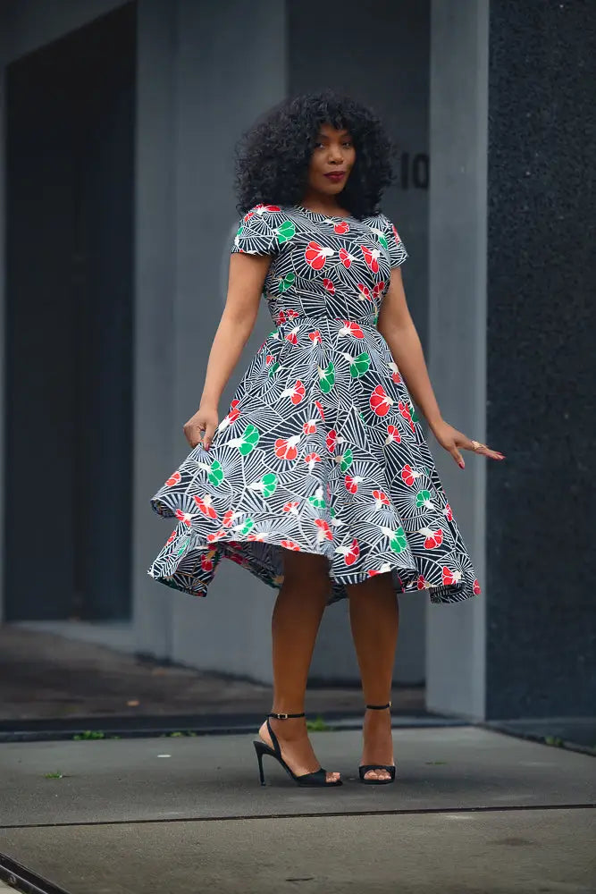 TENDAI GREEN AND RED DRESS