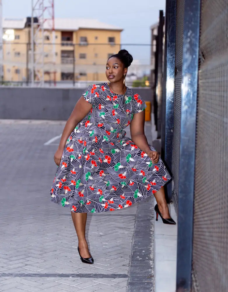 TENDAI GREEN AND RED DRESS