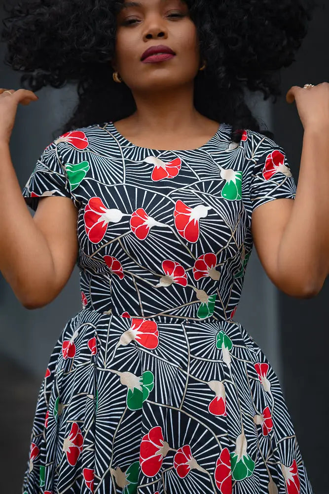 TENDAI GREEN AND RED DRESS