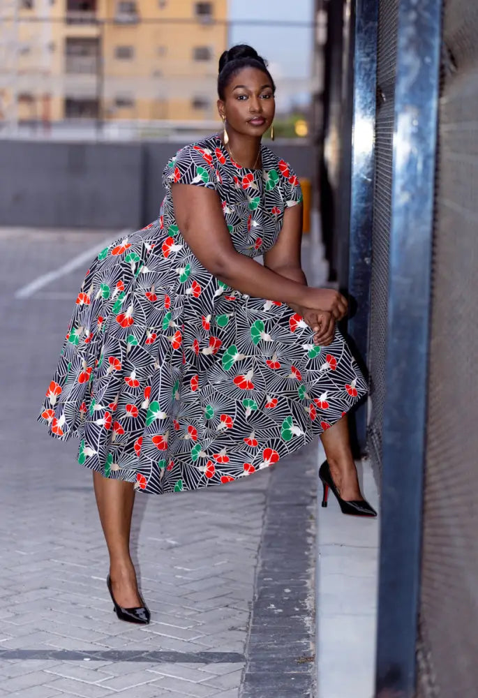 TENDAI GREEN AND RED DRESS