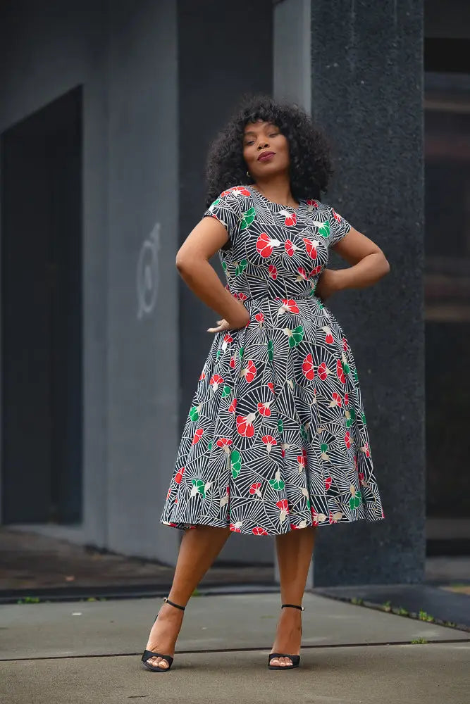 TENDAI GREEN AND RED DRESS