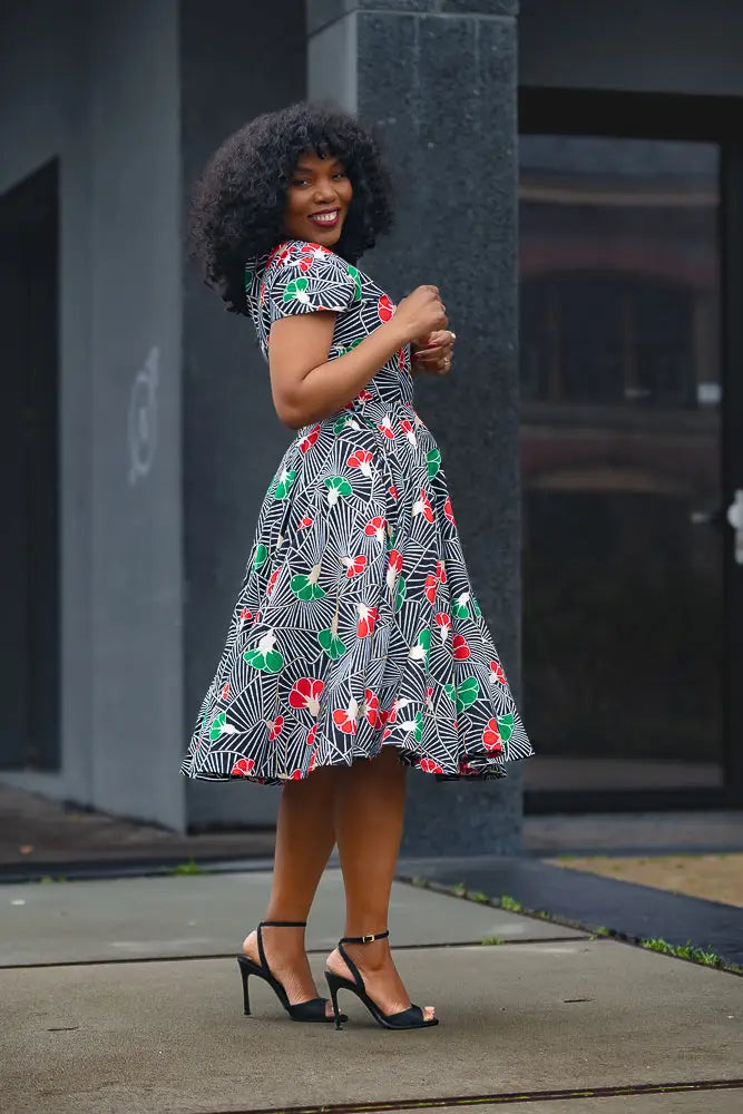 TENDAI GREEN AND RED DRESS