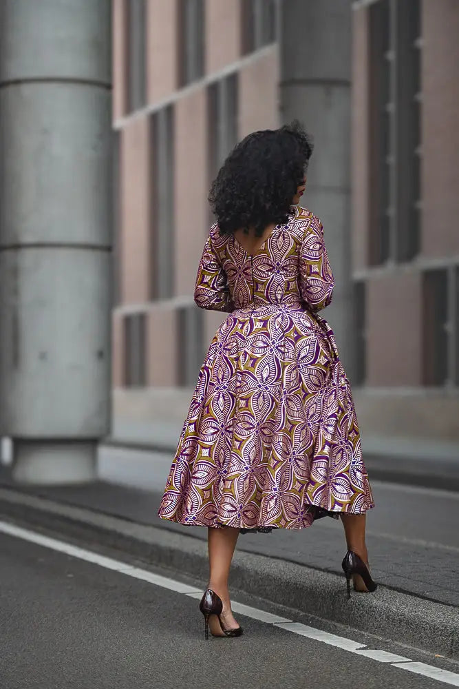 ZANELE PURPLE AND BROWN DRESS