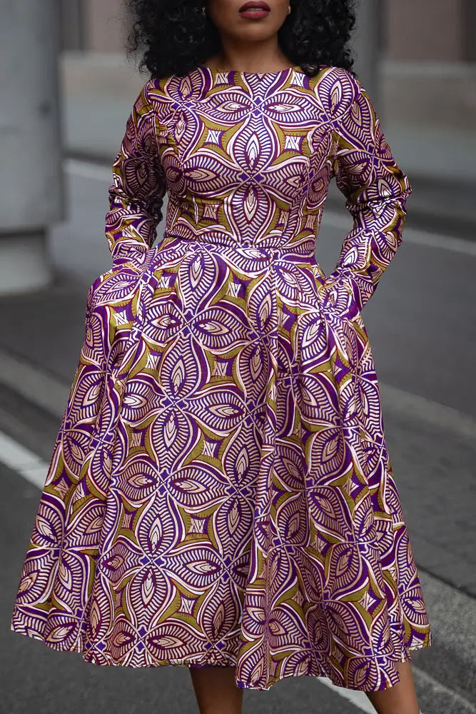 ZANELE PURPLE AND BROWN DRESS
