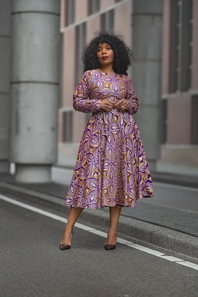 ZANELE PURPLE AND BROWN DRESS