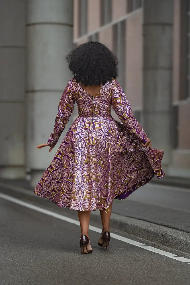 ZANELE PURPLE AND BROWN DRESS