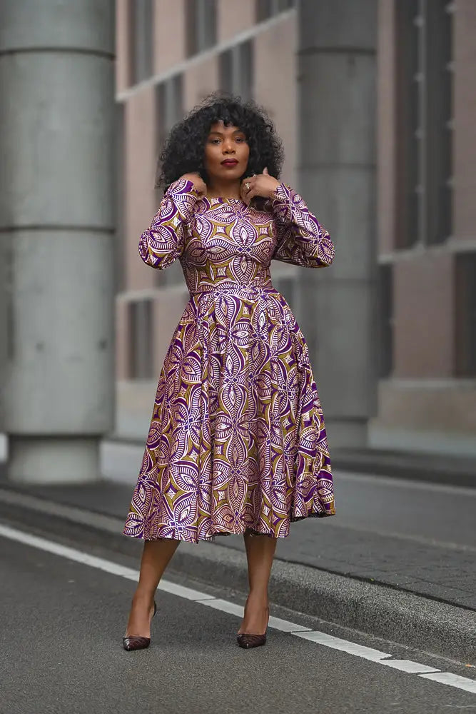 ZANELE PURPLE AND BROWN DRESS