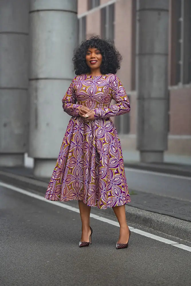 ZANELE PURPLE AND BROWN DRESS
